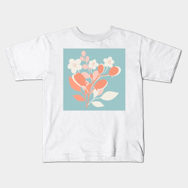 Modern floral bouquet print Kids T-Shirt by NattyDesigns